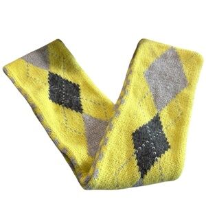 GAP Alpaca Blend Diamond Argyle/Stripe Reversible Knit Scarf in Yellow/Gray